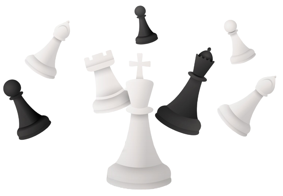 Floating chess pieces